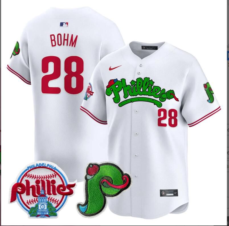 Men Philadelphia Phillies #28 Bohm white Limited 2024 MLB Nike jersey